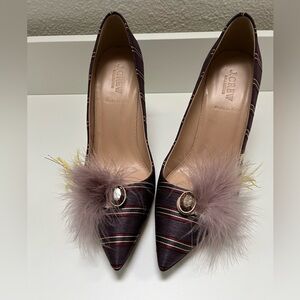 J.Crew Collection Elsie Pump with Enamel Heel in Berry Cobalt Stripe, Size 7.5